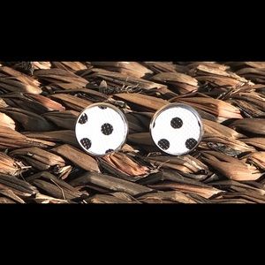 Custom Faux Leather Polka Dot Stud Earrings